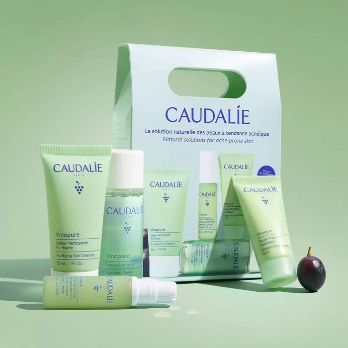 Caudalie Vinopure Starter Kit κατά των Ατελειών με Vinopure Purifying Gel Cleanser Καθαριστικό Προσώπου, 30ml, Toner, 50ml, Blemish Control Salicylic Serum Ορός Προσώπου, 30ml & Moisturizing Mattifying Fluid Ενυδατική Κρέμα, 15ml, 1σετ - 3