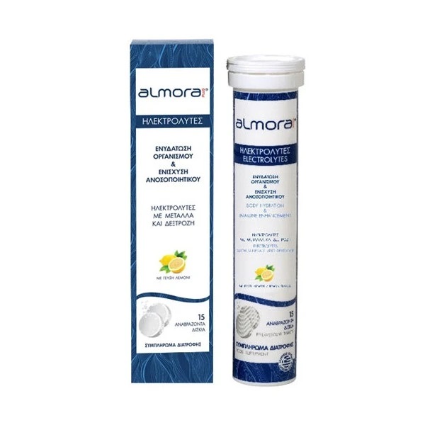 Elpen Almora Plus 15 effervescent tablets (Ηλεκτρολύτες Με Μέταλλα Και Δεξτρόζη Για Ενυδάτωση Οργανισμού & Ενίσχυση Ανοσοποιητικού Με Γεύση Λεμόνι) - 