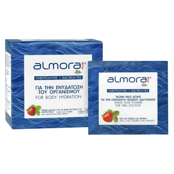 Elpen Almora Plus 12sachets (Πόσιμο Διάλυμα Ηλεκτρολυτών για την Ενυδάτωση του Οργανισμού Με Γεύση Φράουλα) - 