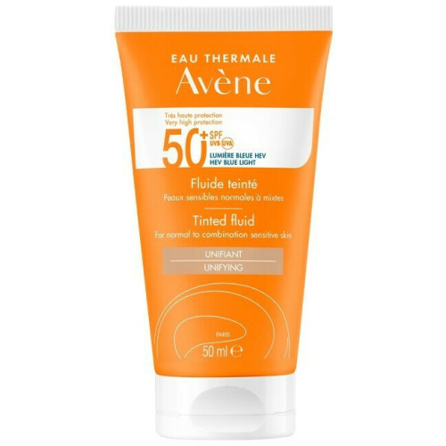 Avene Fluide Tinted TriAsorB SPF50+ Αντιηλιακή Κρέμα Προσώπου με Χρώμα για κανονικό-μικτό ευαίσθητο δέρμα, 50ml - 