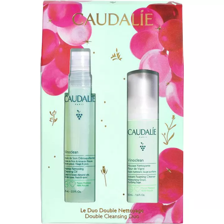Caudalie Vinoclean Double Cleansing Duo Gift Set, Λάδι Καθαρισμού Προσώπου & Ντεμακιγιάζ 75ml& Απαλός Αφρός Καθαρισμού Προσώπου για Ενυδάτωση 50ml -