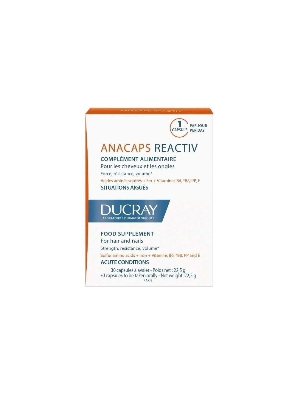 Ducray Anacaps Reactiv Συμπλήρωμα Διατροφής για τα Μαλλιά & τα Νύχια 30 Caps - 