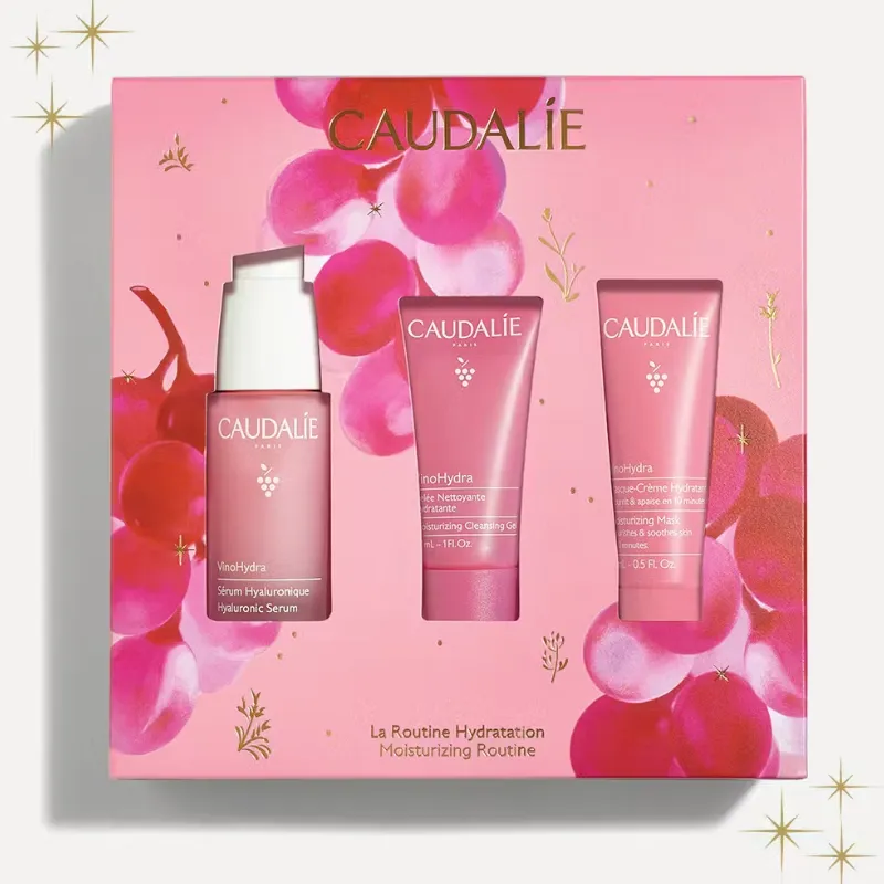Caudalie Vinohydra Serum Moisturising Routine Set VinoHydra Serum 30ml, inoHydra Gel Cleanser 30ml & VinoHydra Moisturising Mask 15ml - 