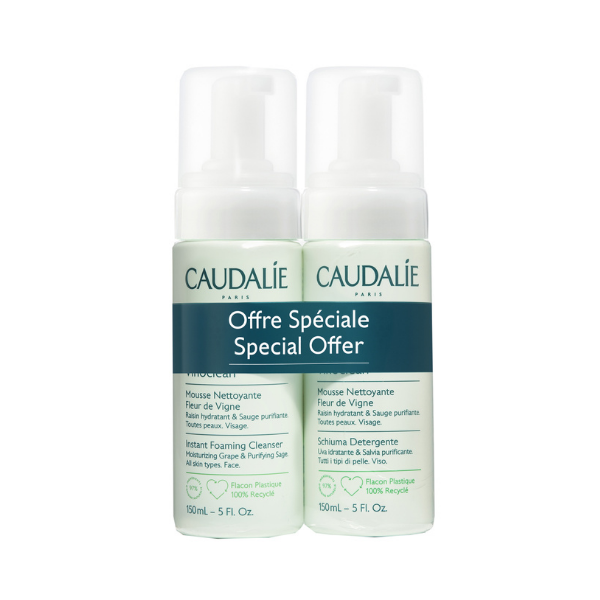 Caudalie Vinoclean Instant Foaming Cleanser Αφρός Καθαρισμού για το Πρόσωπο 2 x 150 ml -