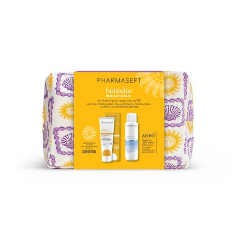 Pharmasept Heliodor Face Sun Cream SPF30 Αντηλιακή Κρέμα για Πρόσωπο, Ντεκολτέ & Χέρια 50ml & Δώρο Hygienic Ultra Hydra Lotion Γαλάκτωμα Σώματος 80ml - 