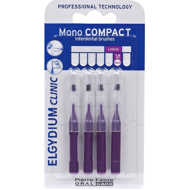 Elgydium Clinic Mono Compact Interdental Brushes Purple Μεσοδόντια Βουρτσάκια Μωβ 0.8 4 Τεμάχια - 