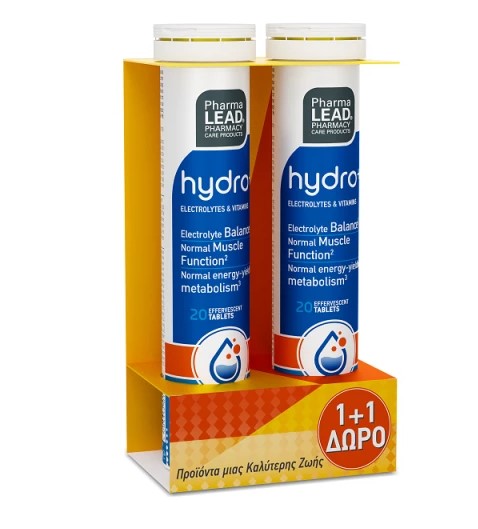 Pharmalead Promo Pack 1+1 ΔΩΡΟ Hydro+ Ηλεκτρολύτες για Άμεση Ενυδάτωση 2x20 αναβράζουσες ταμπλέτες - 