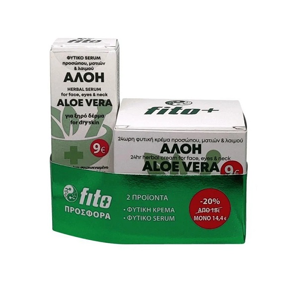 Fito+ Promo Pack Aloe Vera 24ωρη Φυτική Κρέμα Προσώπου, Ματιών & Λαιμού 50ml & Φυτικό serum 30ml - 