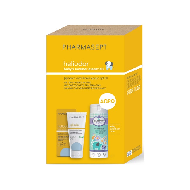 Pharmasept Heliodor Baby sun cream Spf50 100ml & ΔΩΡΟ Baby mild bath 250ml - 