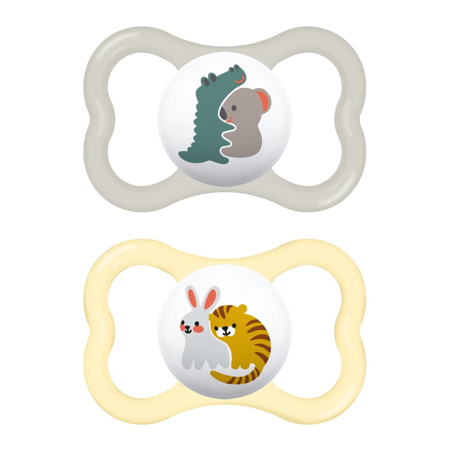 Mam Ορθοδοντικές Πιπίλες Σιλικόνης Air για 16+ μηνών Γκρι/Κιτρινο 2τμχ