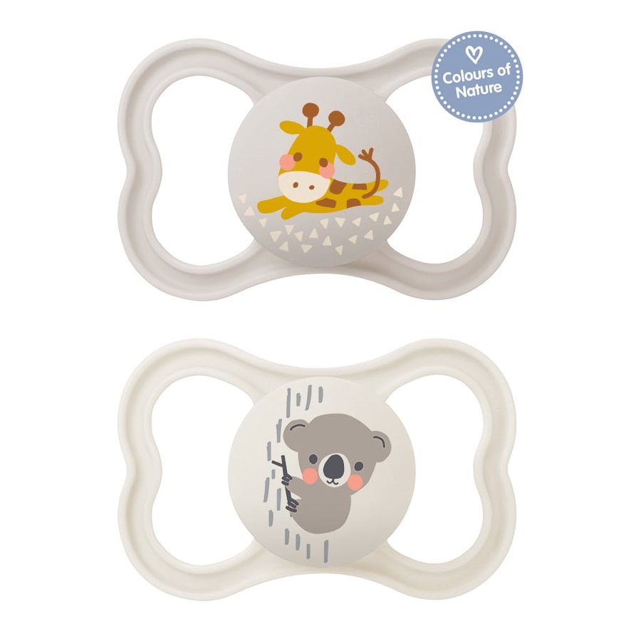 Mam Air Ορθοδοντικές Πιπίλες Σιλικόνης 6-16 μηνών Γκρι/Μπεζ 2 τμχ