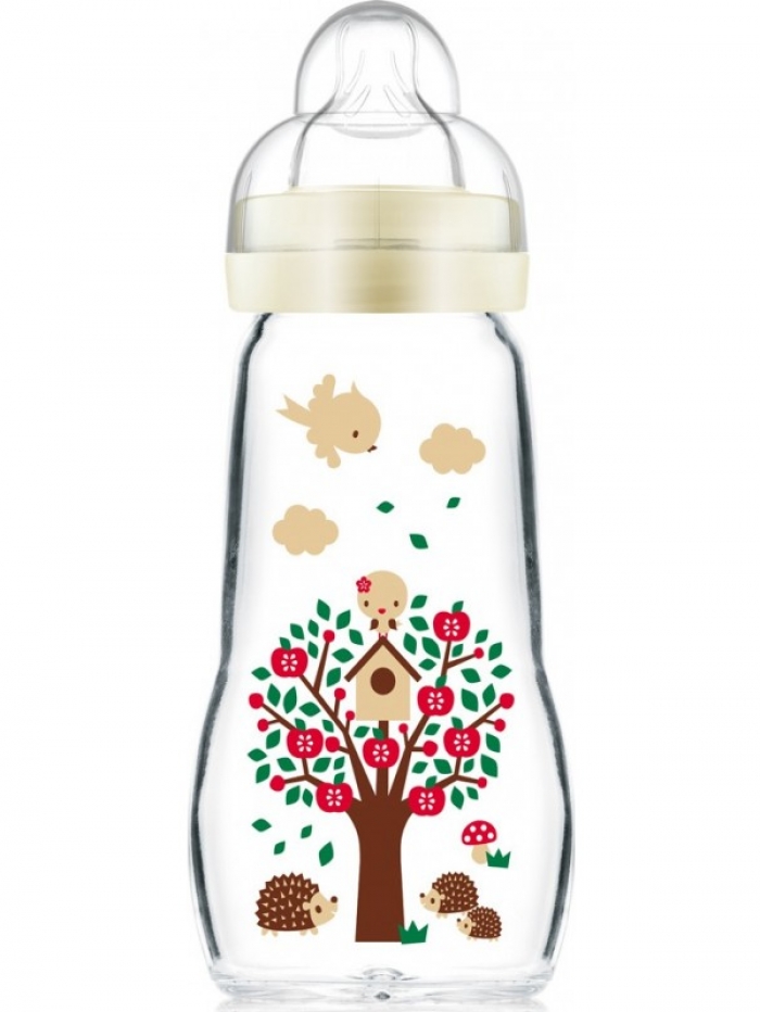 Mam Feel Good Γυάλινο Μπιμπερό 2+ με θηλή Σιλικόνης, 260 ml - 