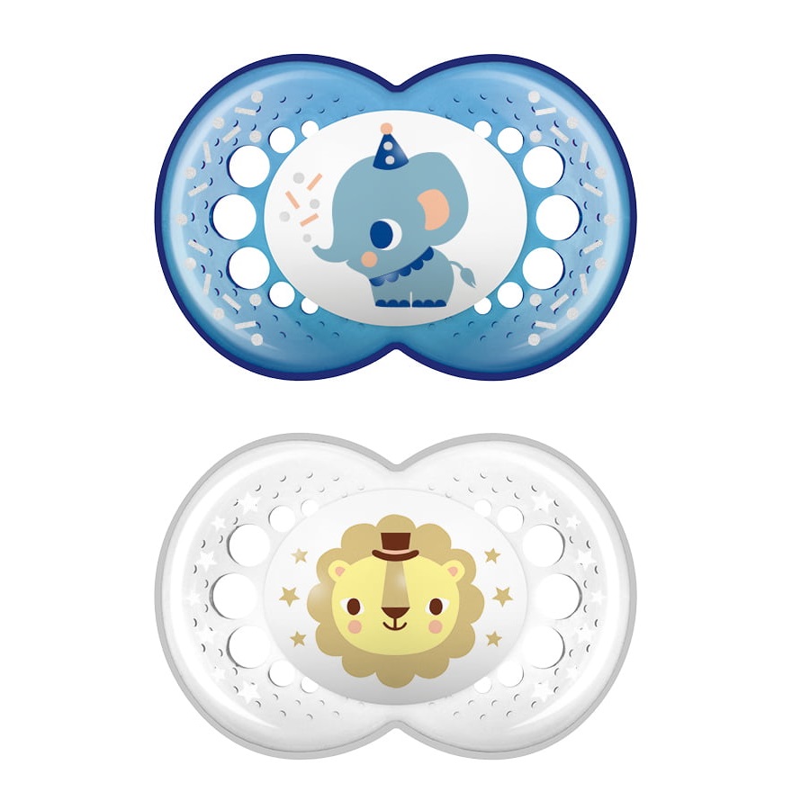 Mam Ορθοδοντικές Πιπίλες Σιλικόνης για 16+ μηνών Original Μπλε/Διάφανη 2τμχ