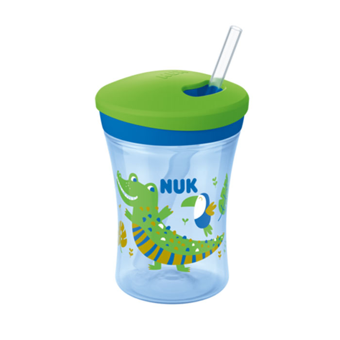 Nuk Action Cup Chameleon Ποτηράκι που Αλλάζει Χρώμα με Καλαμάκι 12m+ Μπλε, 230ml - 2
