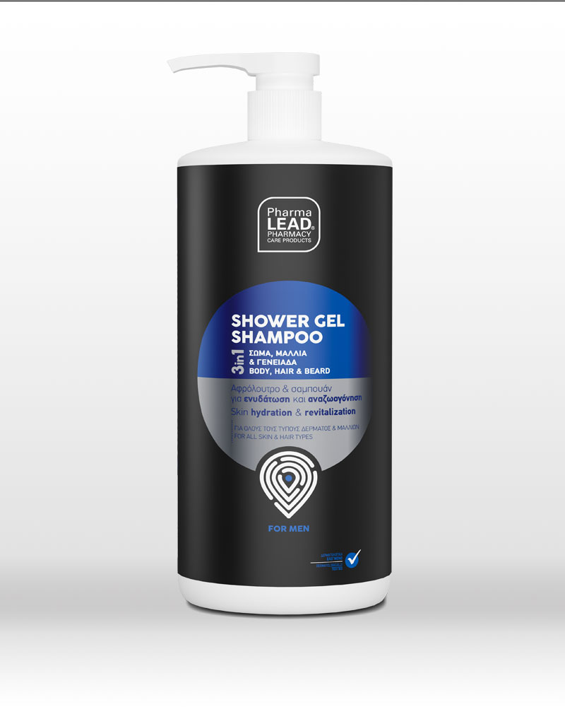 Pharmalead Men Shower Gel Shampoo 3 in1 Για Σώμα, Μαλλιά & Γενειάδα, 1000ml - 