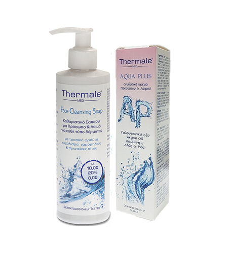 Thermale Med Πακέτο Aqua Plus Ενυδατική Κρέμα Προσώπου Και Λαιμού 75ml + ΔΩΡΟ Thermale Face Cleansing Soap Καθαριστικό Σαπούνι Προσώπου Και Λαιμού 250ml - 1