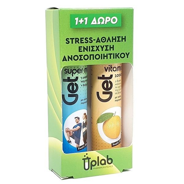 Uplab Pharmaceuticals Getup Supermag 20 αναβράζοντα δισκία + B6 & Getup Vitamin C 1000mg Πορτοκάλι - 