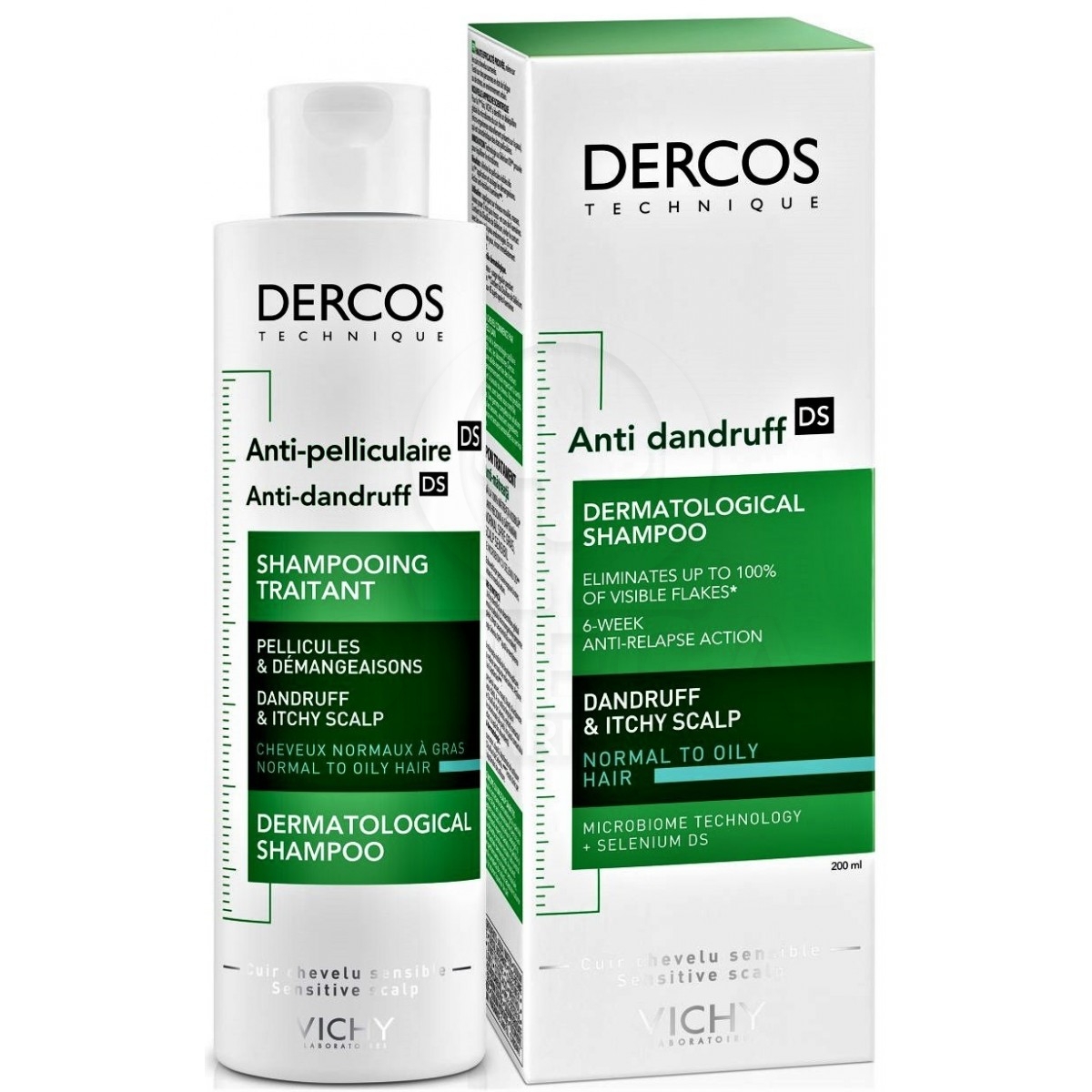 VICHY Dercos Technique Anti-Dandruff DS Advanced Action Shampoo for Normal - Oily Hair Αντιπιτυριδικό DS Σαμπουάν για Κανονικά - Λιπαρά Μαλλιά 200ml - 