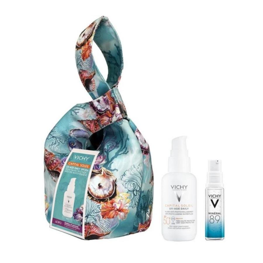Vichy Πακέτο Προσφοράς με Capital Soleil UV Age Daily SPF50+ Λεπτόρρευστο Αντιηλιακό Κατά της Φωτογήρανσης, 40ml & Δώρο Mineral 89 Booster, 10ml & Συλλεκτική Τσάντα