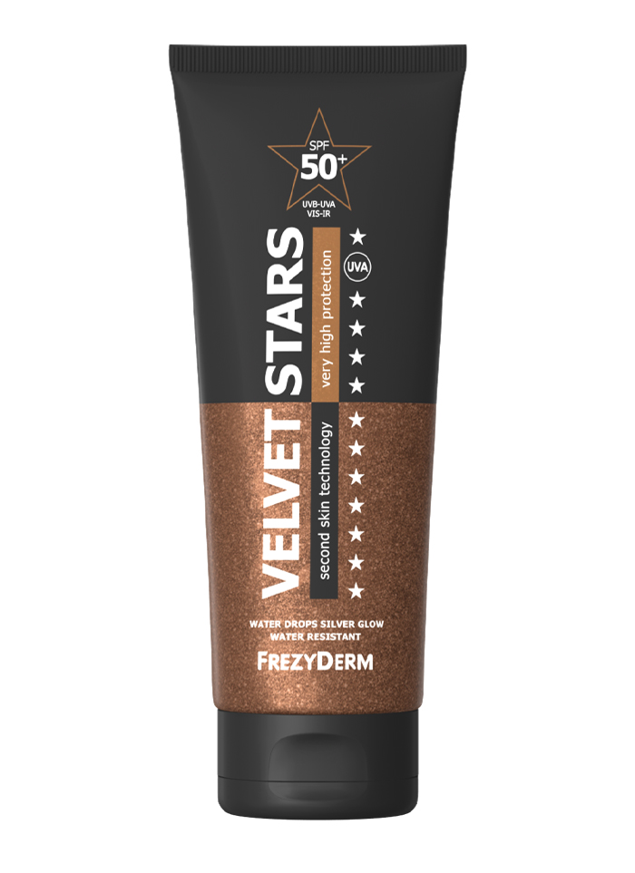 FREZYDERM VELVET STARS SUN SCREEN SPF 50+ ΑΝΤΗΛΙΑΚΟ ΒΕΛΟΥΔΙΝΗΣ ΥΦΗΣ ΜΕ ΛΑΜΨΗ  - 