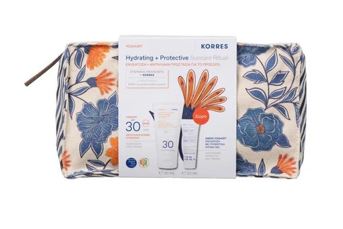 KORRES ΓΙΑΟΥΡΤΙ ΑΝΤΗΛΙΑΚΗ ΚΡΕΜΑ ΠΡΟΣΩΠΟΥ SPF 30 + ΕΛΛΗΝΙΚΟ ΓΙΑΟΥΡΤΙ ΕΝΥΔΑΤΩΣΗ  ΜΕ ΠΡΟΒΙΟΤΙΚΑ ΚΡΕΜΑ-GEL - 