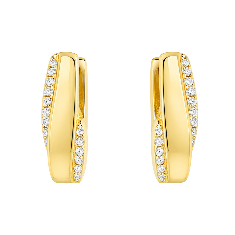 EARRINGS Hoops SENZIO Collection Yellow Gold K9 with Zircon Stones SKN0048-9 - 