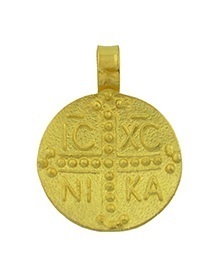 ΚΩΝΣΤΑΝΤΙΝΑΤΟ Φυλαχτό Χειροποίητο Διπλής Όψης από Κ9 Κίτρινο Χρυσό 01-123