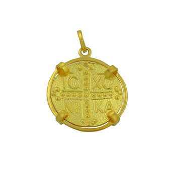 CHRISTIAN CHARMS Amulet Handmade Double Sided from K9 Yellow Gold 01-118 - 