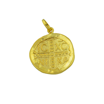 CHRISTIAN CHARMS Amulet Handmade Double Sided from K9 Yellow Gold 01-120.K9 - 