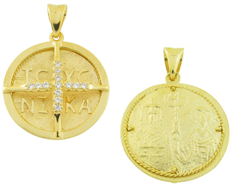 ΚΩΝΣΤΑΝΤΙΝΑΤΟ Διπλής Όψης SENZIO Collection από Κ9 Κίτρινο Χρυσό με Ζιργκόν 01.554.K9 - 1