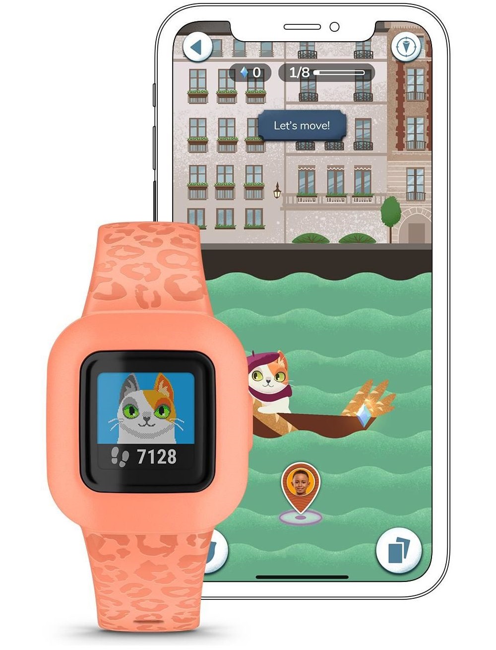 GARMIN Vivofit jr. 3 Peach Leopard Silicone Strap 010-02441-04 - 9