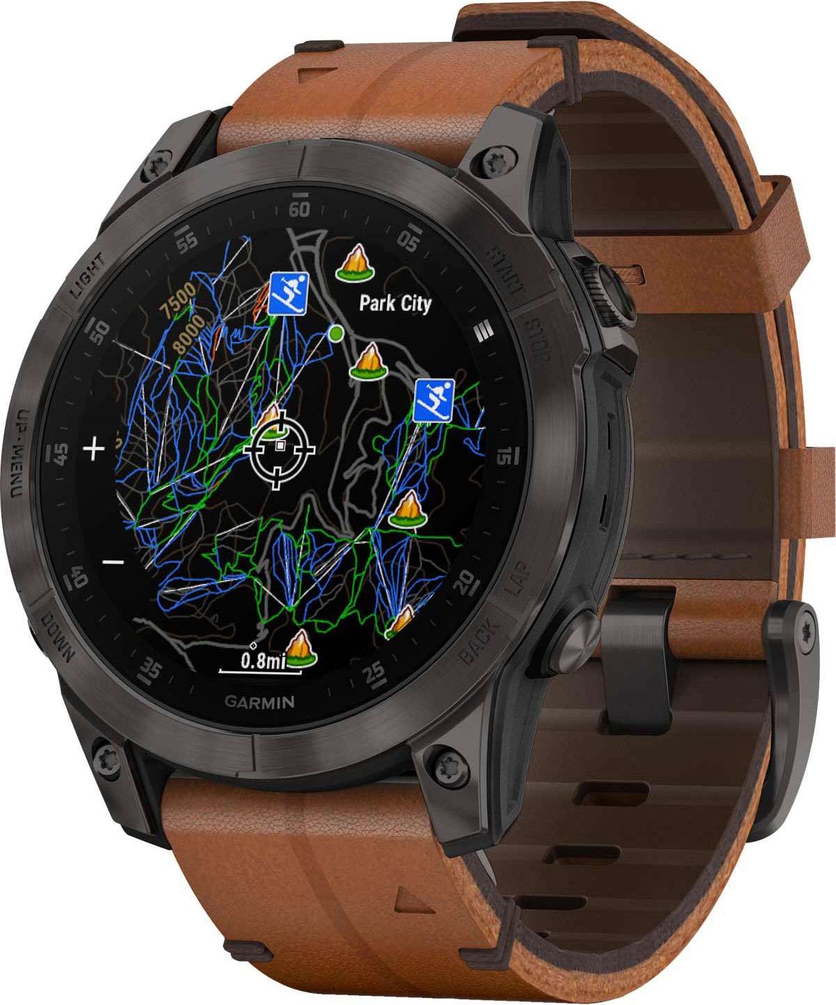 GARMIN Epix Sapphire Smartwatch 47mm Titanium Carbon Gray DLC with Chestnut Leather Band 010-02582-30 - 5