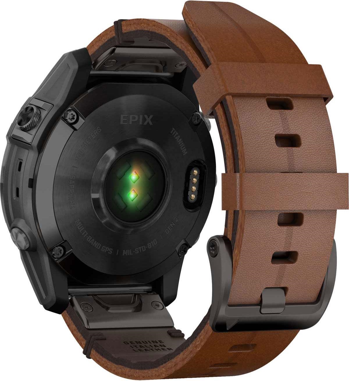 GARMIN Epix Sapphire Smartwatch 47mm Titanium Carbon Gray DLC with Chestnut Leather Band 010-02582-30 - 9