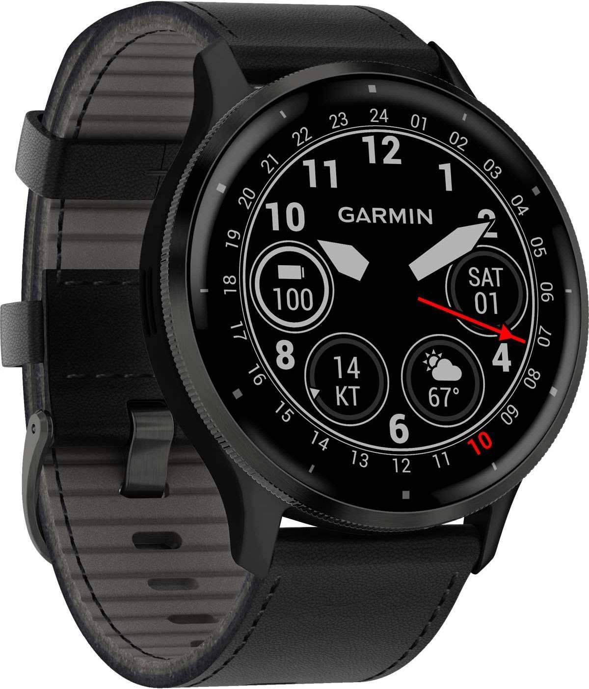 GARMIN Venu 3 Slate Bezel 45mm Black Leather Strap 010-02784-52 - 4