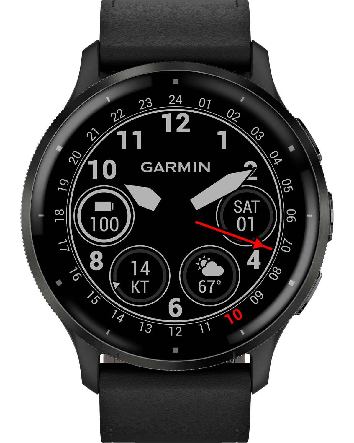 GARMIN Venu 3 Slate Bezel 45mm Black Leather Strap 010-02784-52 - 