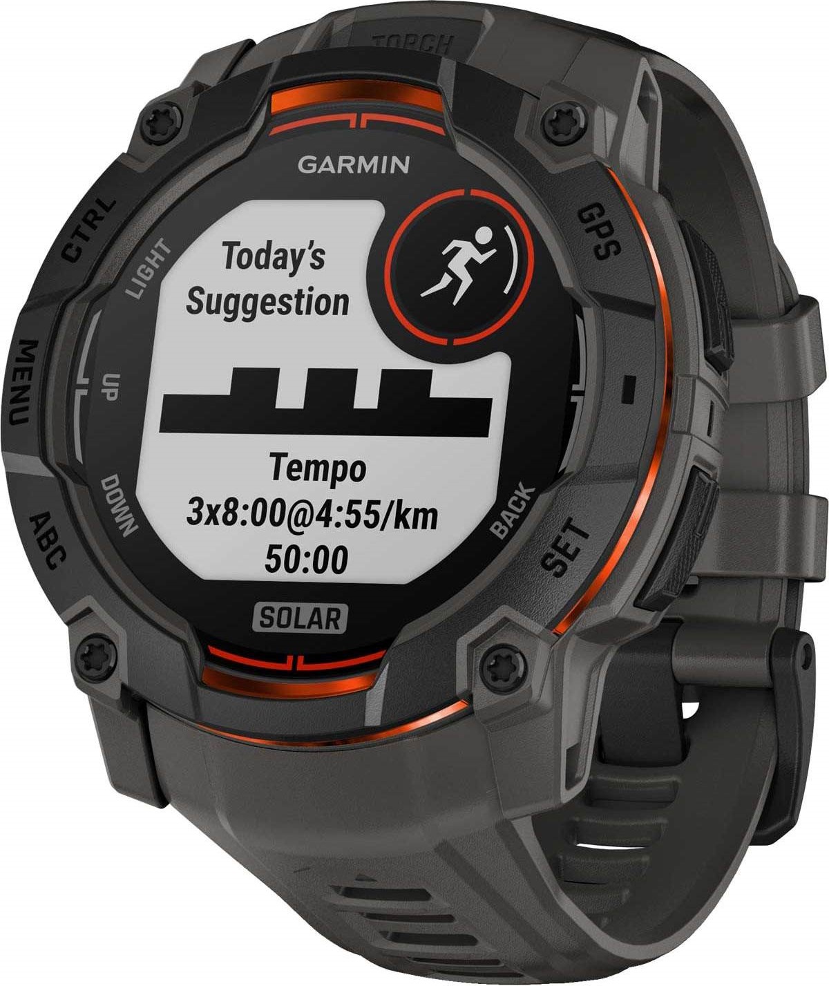 GARMIN Instict 3 SOLAR 50mm Black with Charcoal Silicone Band 010-02935-00 - 