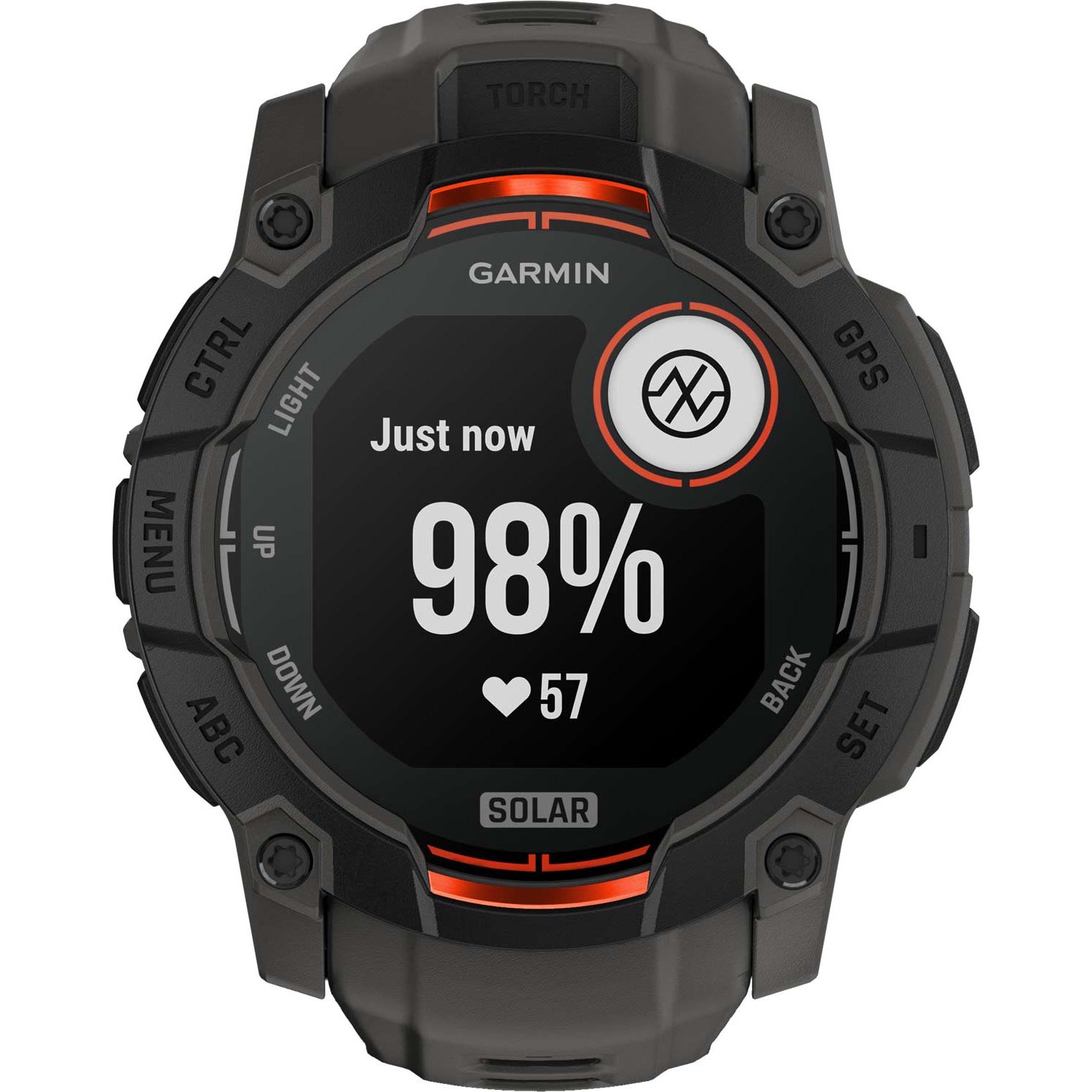 GARMIN Instict 3 SOLAR 50mm Black with Charcoal Silicone Band 010-02935-00 - 