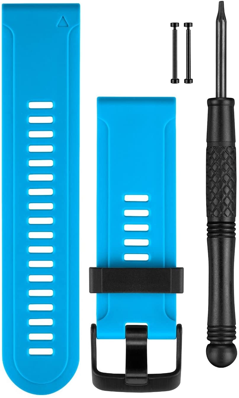 GARMIN Bands (26 mm) Light Blue Silicone with Slate Hardware 010-12168-26