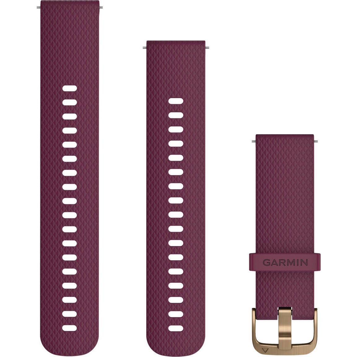 GARMIN Quick Release Bands (20 mm) Berry Silicone with Light Gold Hardware 010-12691-05 - 
