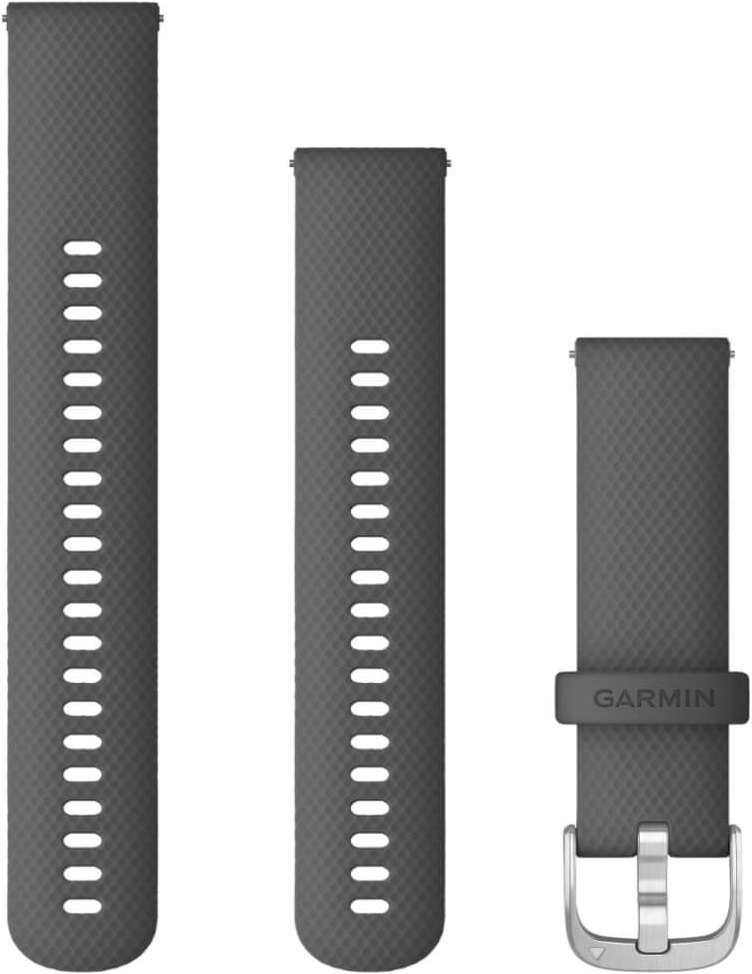 GARMIN Quick Release Bands (22 mm) Shadow Grey Silicone with Silver Hardware 010-12932-20