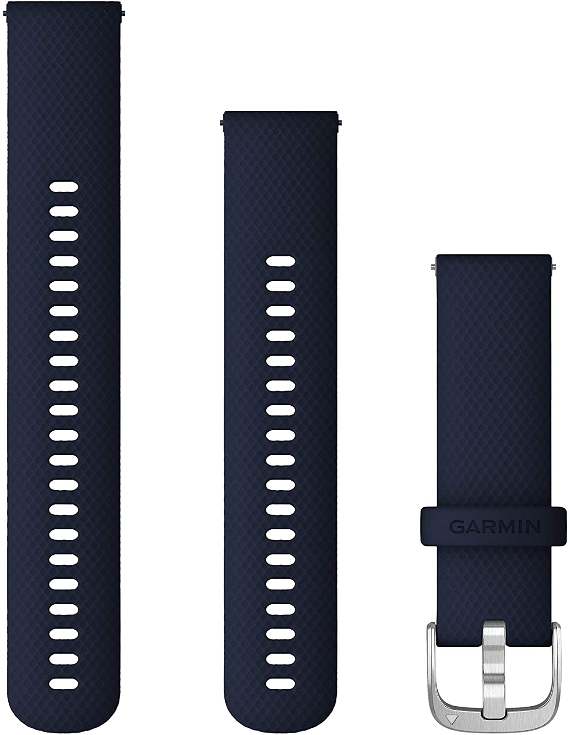 GARMIN Quick Release Bands (22 mm) Midnight Blue Silicone with Silver Hardware 010-12932-2A - 