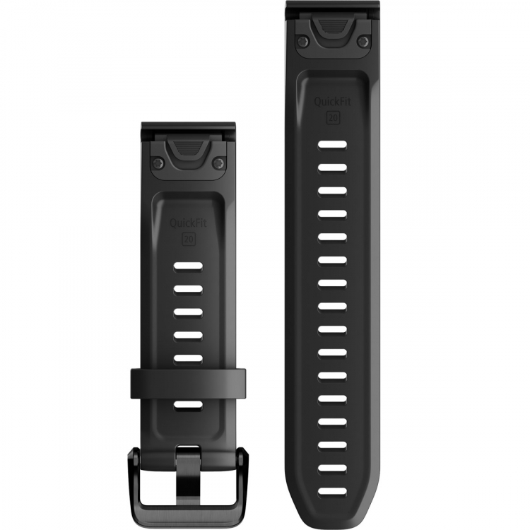 GARMIN QuickFit Bands (20mm) Black Silicone with Slate Hardware 010-13102-00 - 2