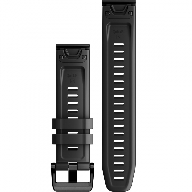 GARMIN QuickFit Bands (22mm) Black Silicone with Slate Hardware 010-13111-00 - 