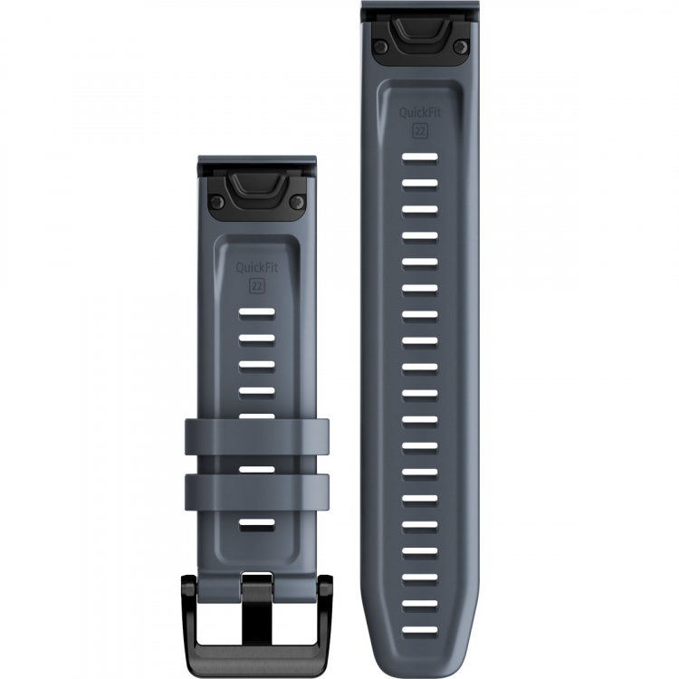 GARMIN QuickFit Bands (22mm) Granite Blue Silicone with Slate Hardware 010-13111-05 - 