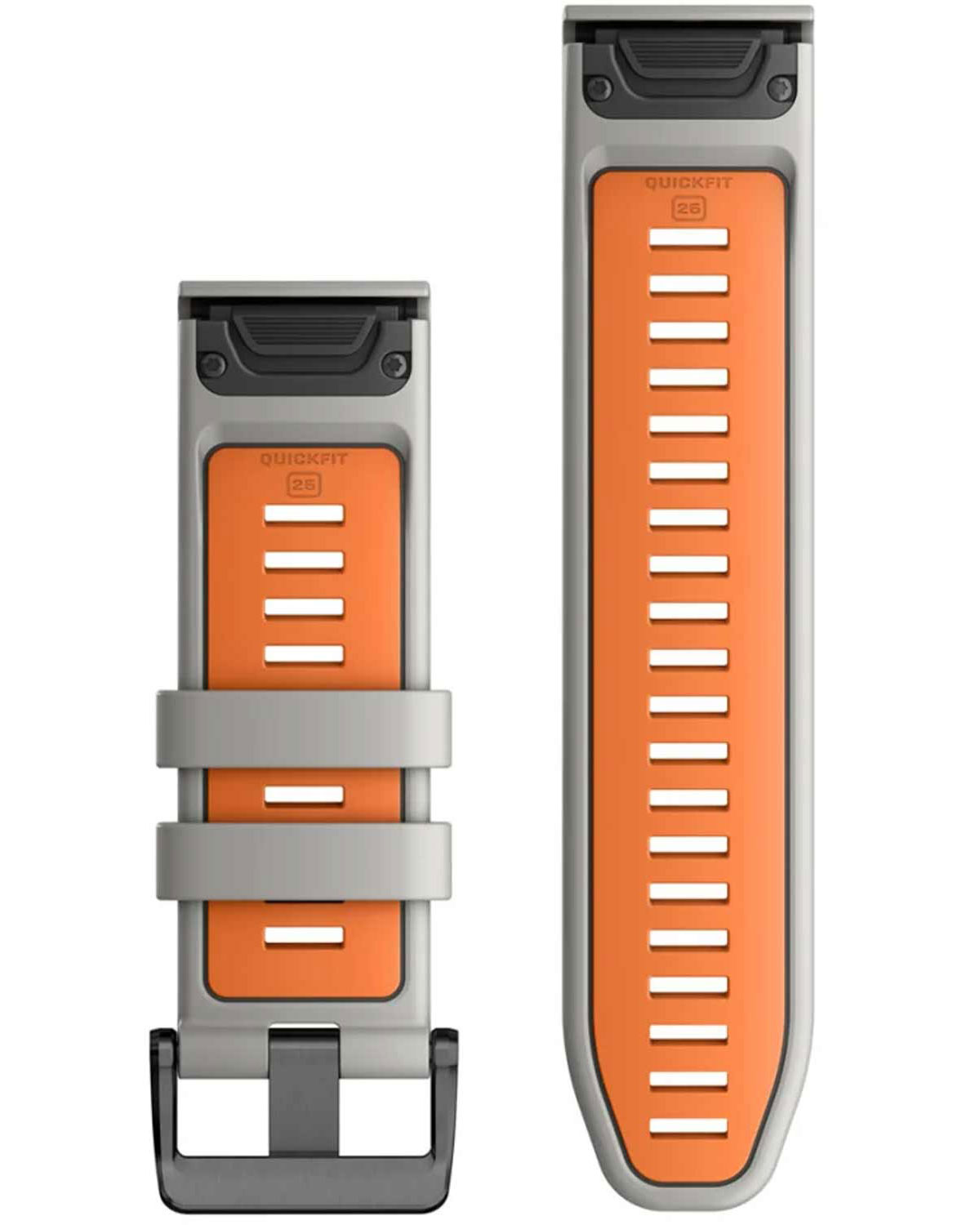 GARMIN QuickFit Bands (26 mm) Fog Gray/Ember Orange Silicone with Slate Hardware 010-13281-02 - 