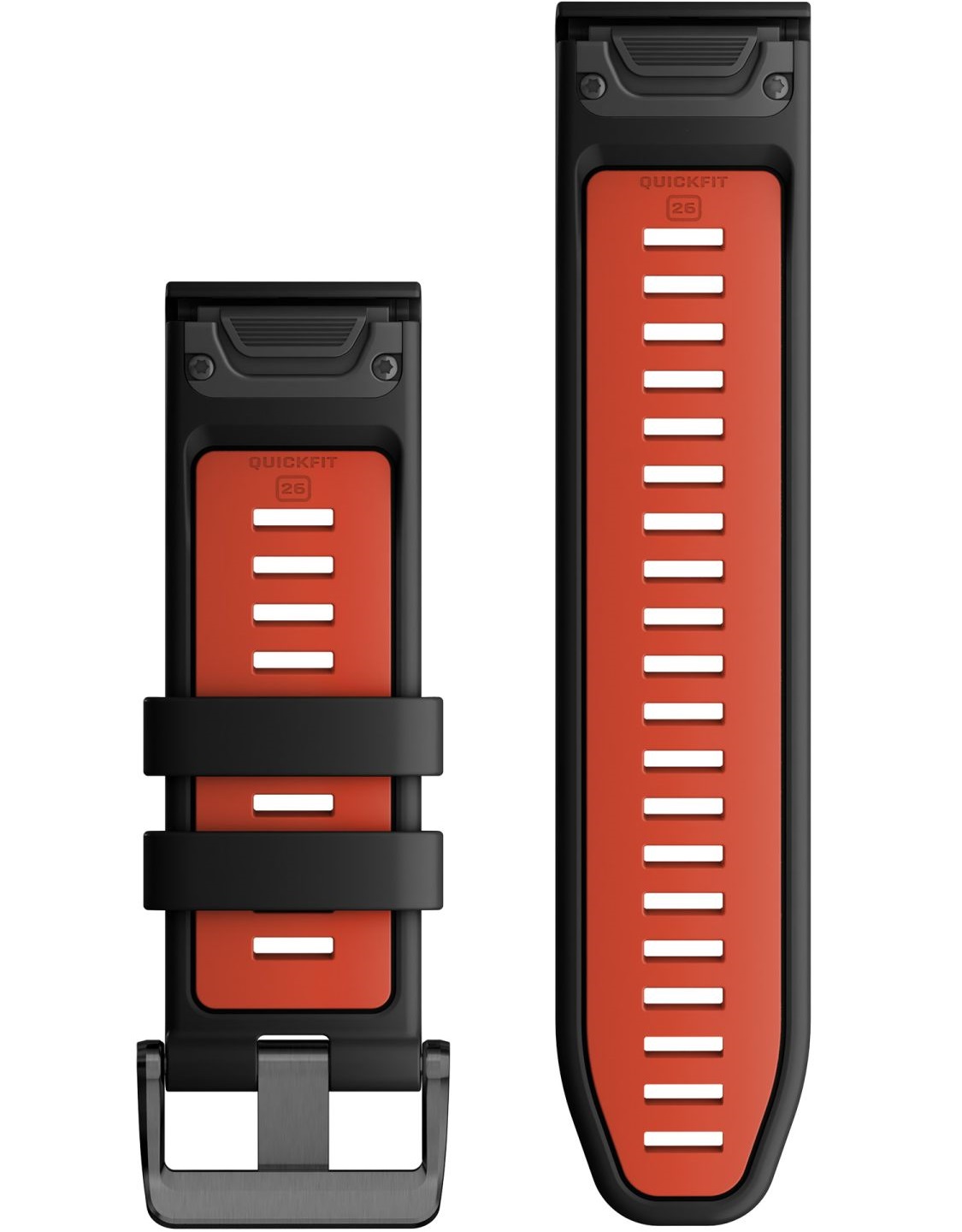 GARMIN QuickFit Bands (26 mm) Black/Flame Red Silicone with Slate Hardware 010-13281-06 - 