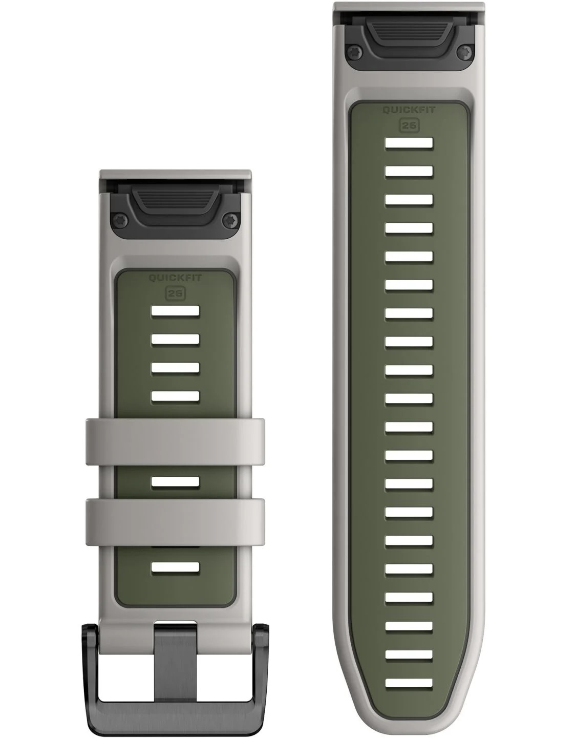 GARMIN QuickFit Bands (26 mm) Fog Gray/Moss Silicone with Slate Hardware 010-13281-08 - 