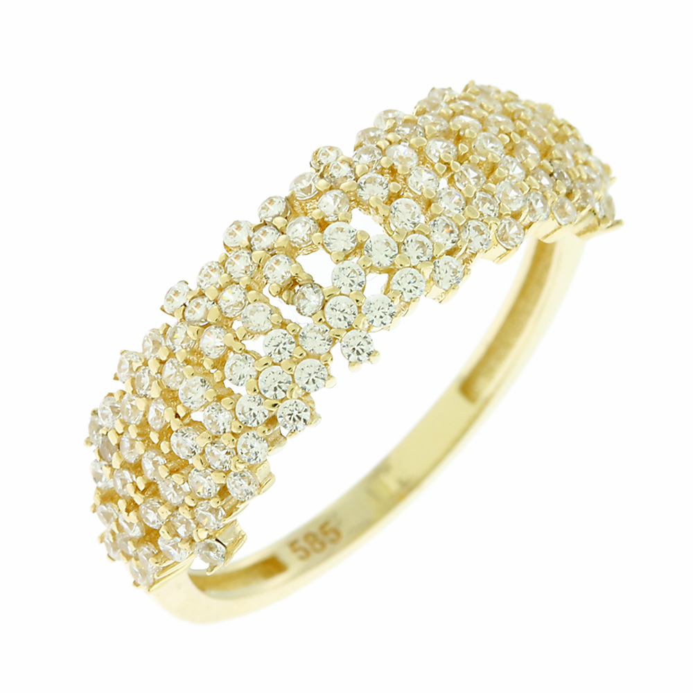 RING SENZIO Yellow Gold 14K with Zircon Stones 5FAV.88100R - 
