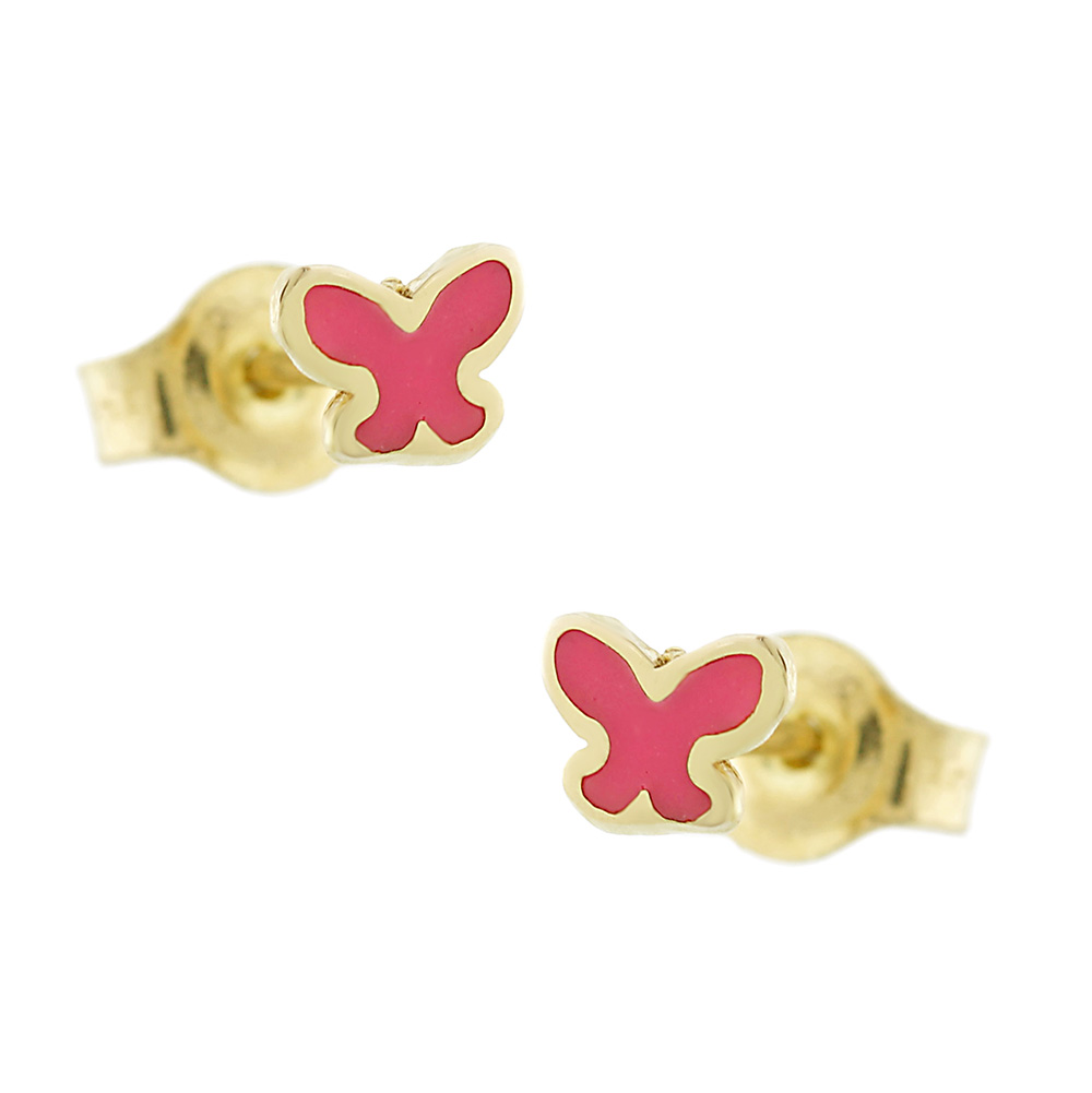 ΣΚΟΥΛΑΡΙΚΙΑ Πεταλούδες σε Κ9 Κίτρινο Χρυσό 3SOU.1243POR 