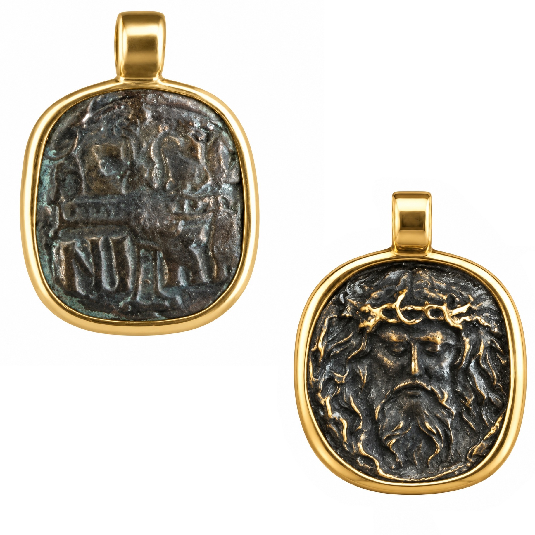 ΜΕΝΤΑΓΙΟΝ Κωνσταντινάτο Διπλής Όψης SENZIO Collection από Επιχρυσωμένο Ασήμι 925° 9SEN.D018P - 
